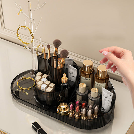 Rotating Makeup Organizer With Jewelry Storage